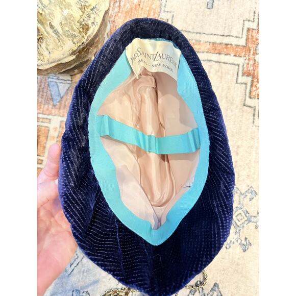 Vintage Yvonne Saint Laurent Blue velvet Peter Pan vintage stunning hat main image 10